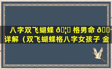 八字双飞蝴蝶 🦟 格男命 🐬 详解（双飞蝴蝶格八字女孩子 金旺缺水）